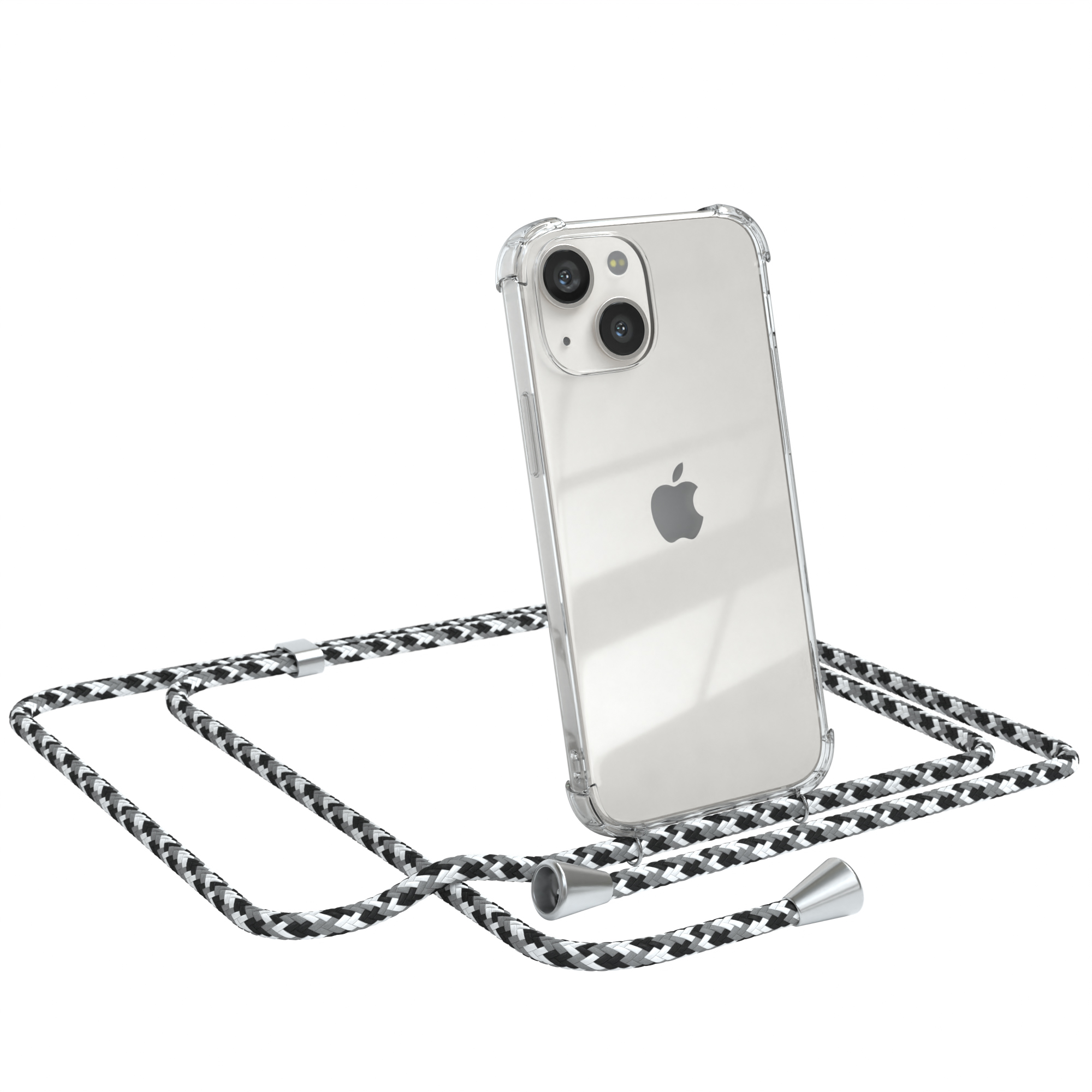 Camouflage / Mini, EAZY Umhängetasche, Cover iPhone mit Clips Schwarz CASE Apple, Silber Umhängeband, 13 Clear
