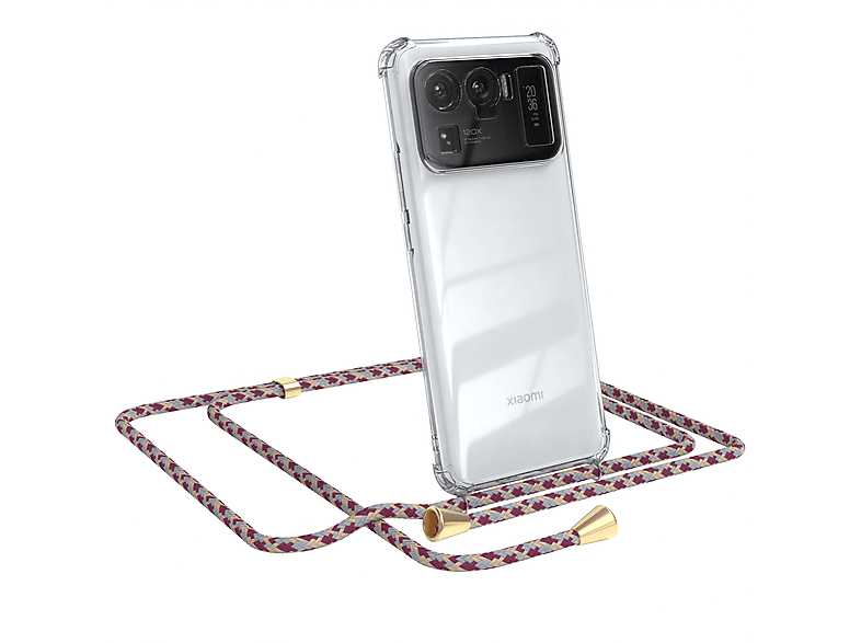 EAZY CASE Clear Cover Umhängetasche, mit 11 Ultra, Camouflage Clips / Rot Gold Mi Umhängeband, Beige Xiaomi