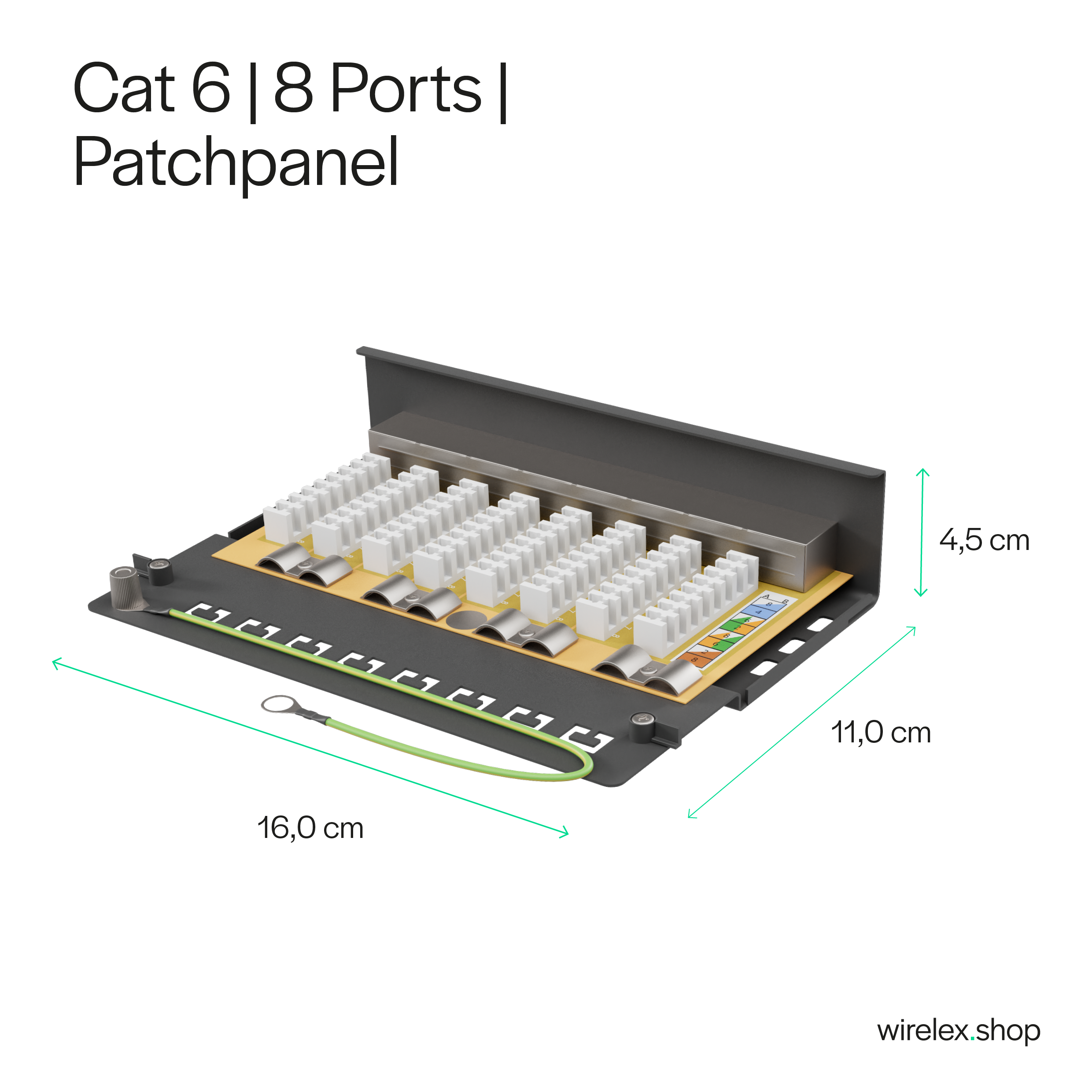 KABELBUDE CAT 6 Patchpanel - (8 Ports) Geschirmt Patchfeld