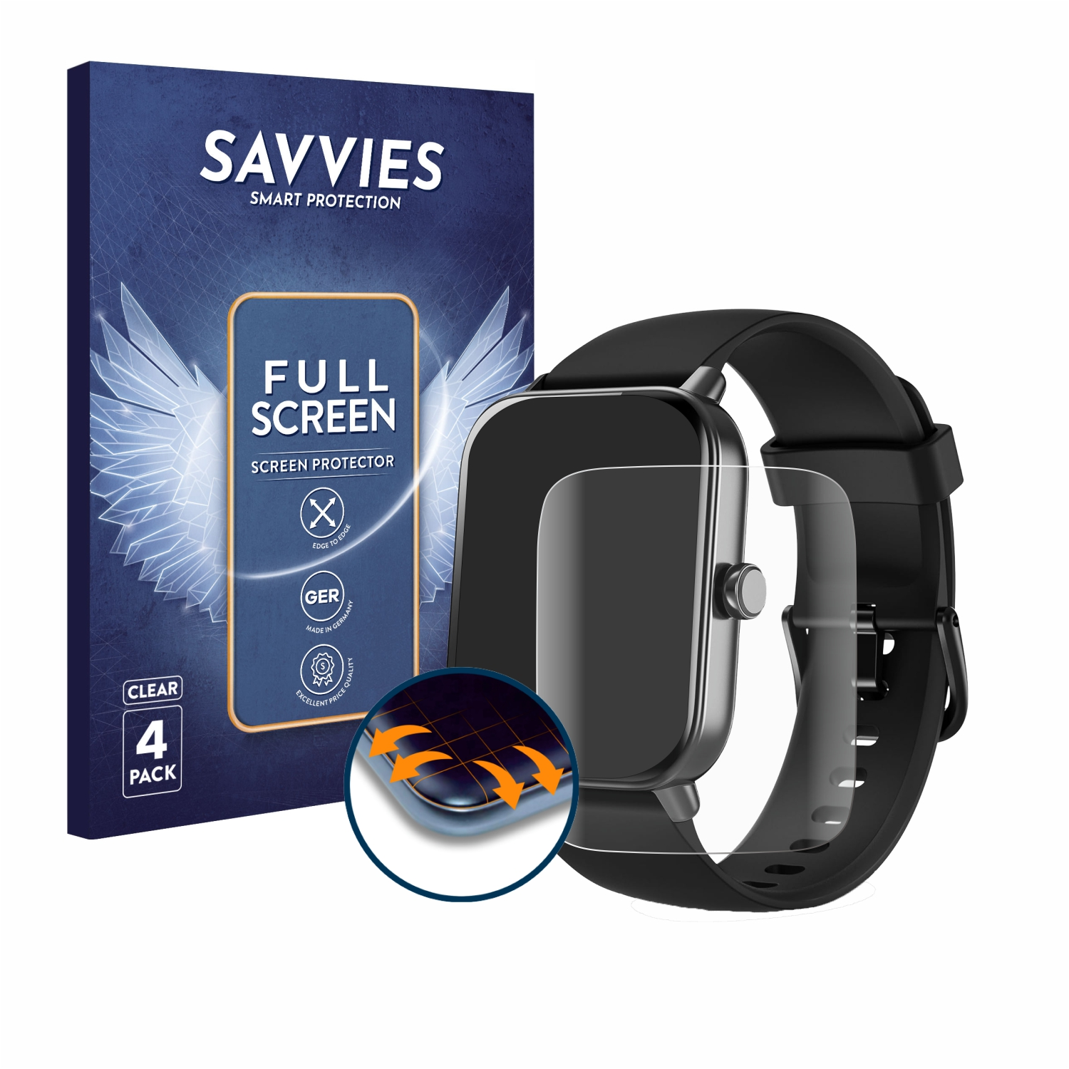 SAVVIES 4x Flex Full-Cover 3D Schutzfolie(für 1.8\
