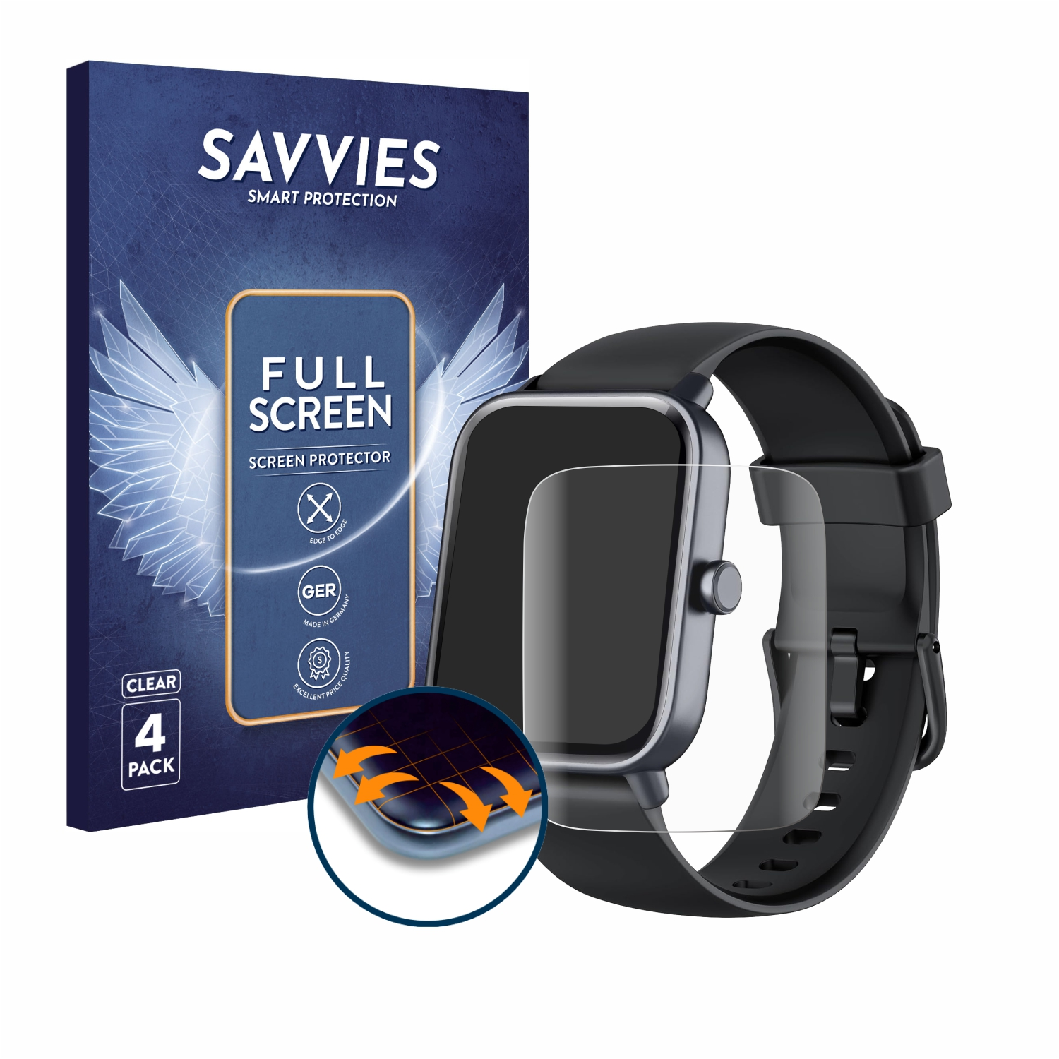 SAVVIES 4x Flex Full-Cover 3D Curved BK19 Schutzfolie(für Gydom 1.8\