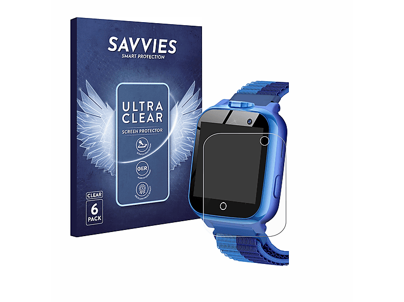 SAVVIES 6x klare Schutzfolie(für Aduogeng T20) | Smartwatch Schutzfolien & Gläser