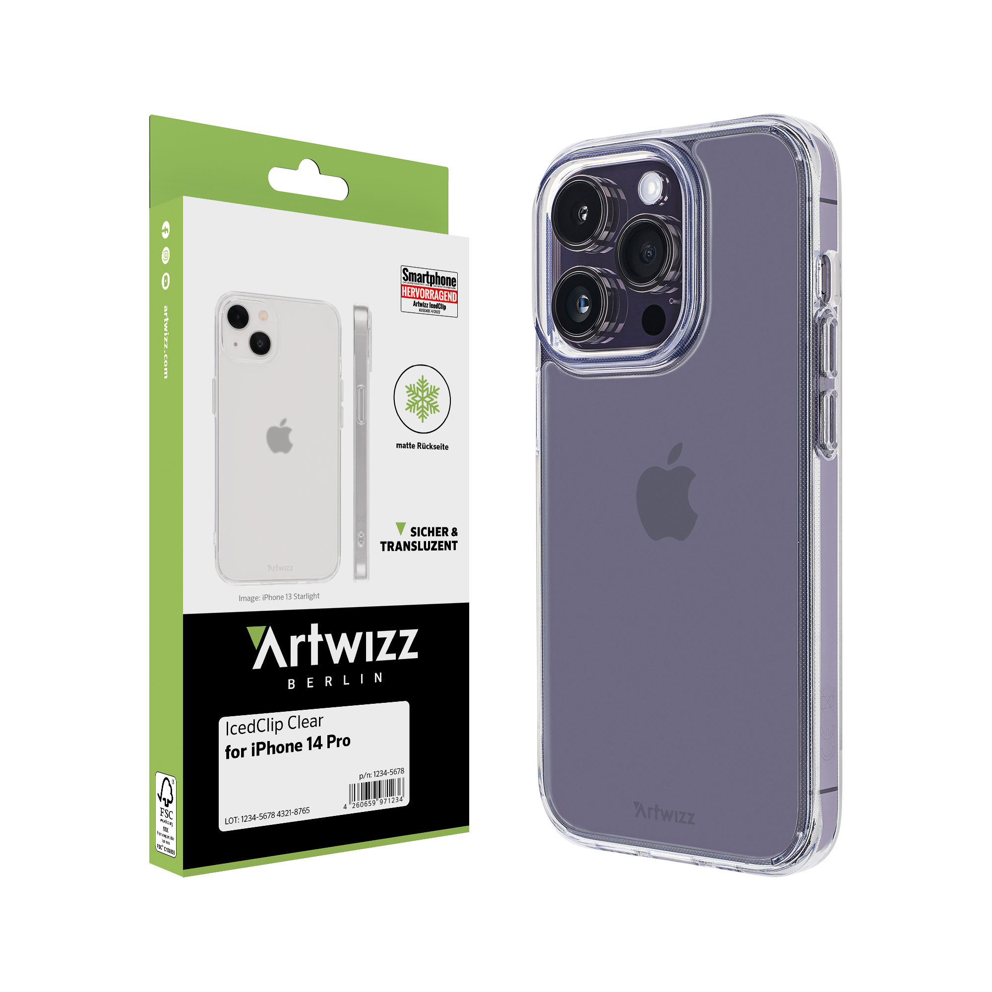 ARTWIZZ IcedClip, Backcover, Apple, 14 Pro, iPhone Transluzent