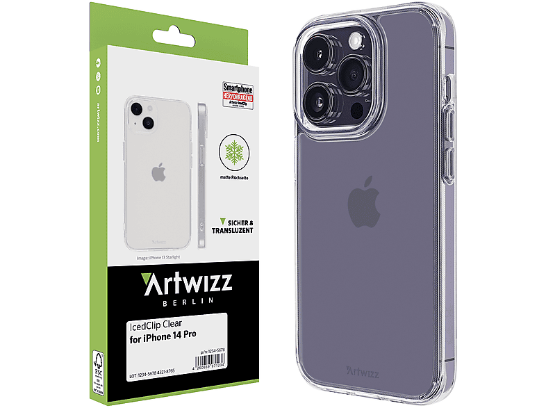ARTWIZZ IcedClip, Backcover, iPhone 14 Pro, Apple, Transluzent