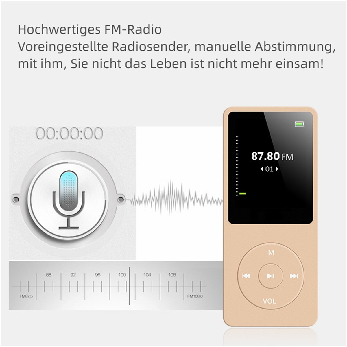 Sport Plug-in Lautsprecher Walkman MP3 SYNTEK Kinderfreundlich Externer Mini MP3-Player weiß Music 16 16G GB, MP4 Player