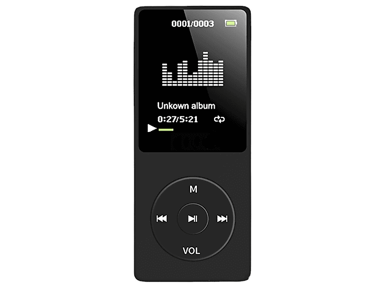 SYNTEK MP3 MP4 Music Player Mini Sport Walkman 16G Kinderfreundlich Externer Lautsprecher Plug-in MP3-Player 16 GB, schwarz