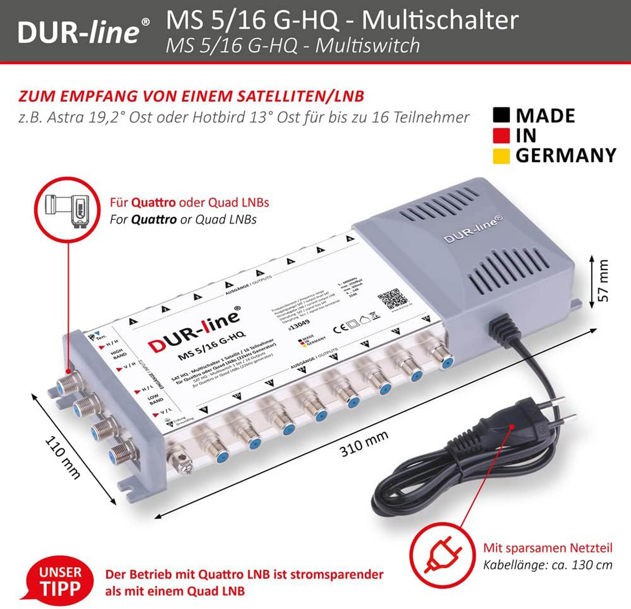 MS DUR-LINE G-HQ Multischalter 5/16