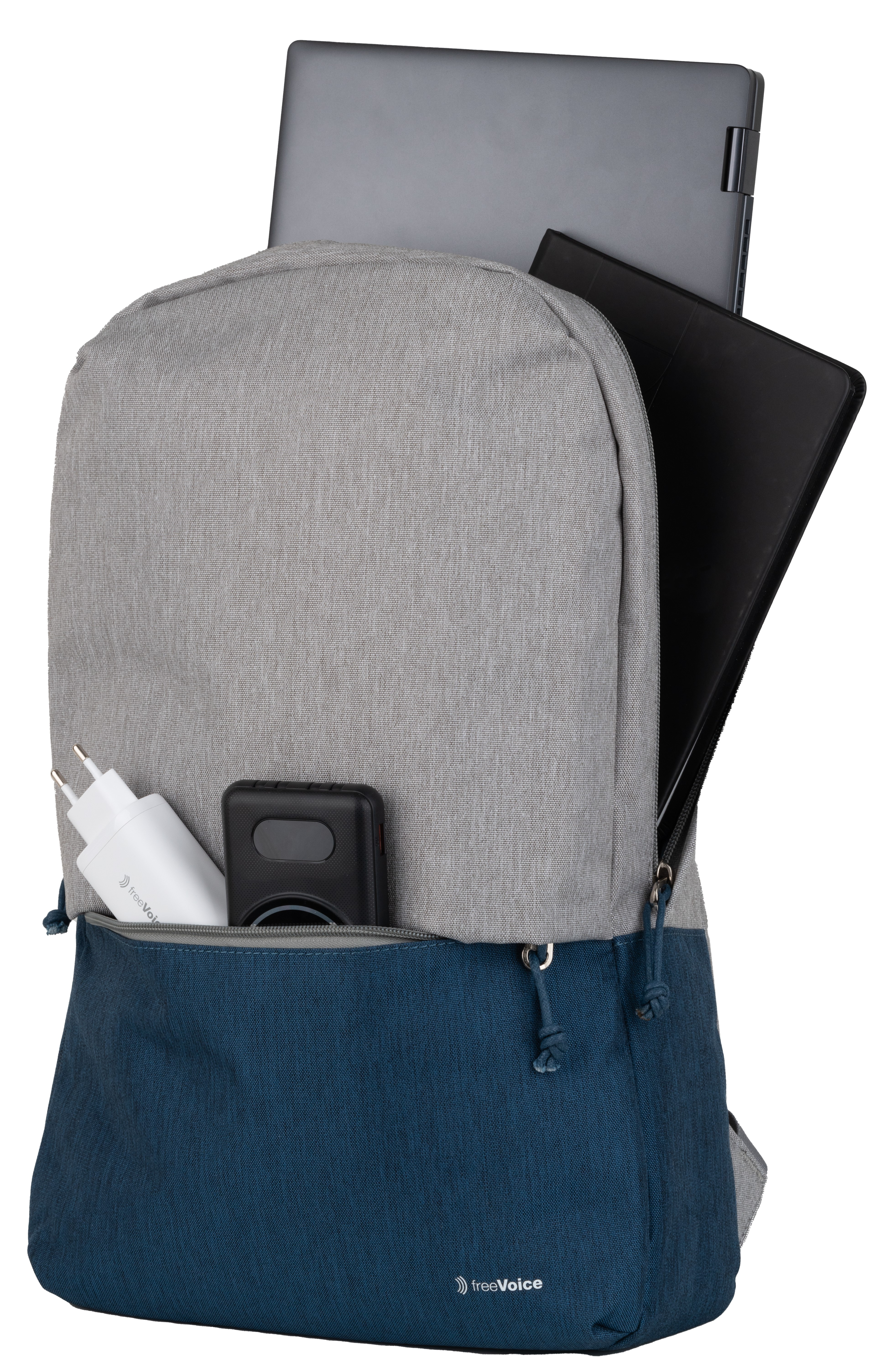 Umhängetasche Rucksack Universal Polyester, Urban für Laptop Blau Grau, FREEVOICE