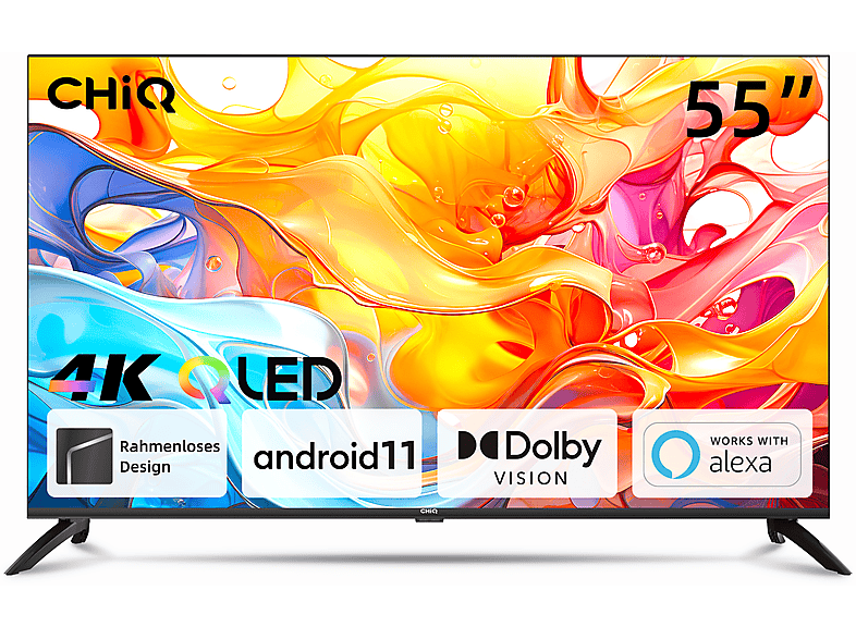 CHIQ U55QH7C QLED TV (Flat, 55 Zoll / 140 cm, UHD 4K, SMART TV, Android TV)