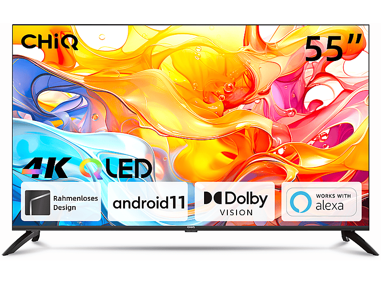 CHIQ U55QH7C QLED TV (Flat, 55 Zoll / 140 cm, UHD 4K, SMART TV, Android TV) SATURN