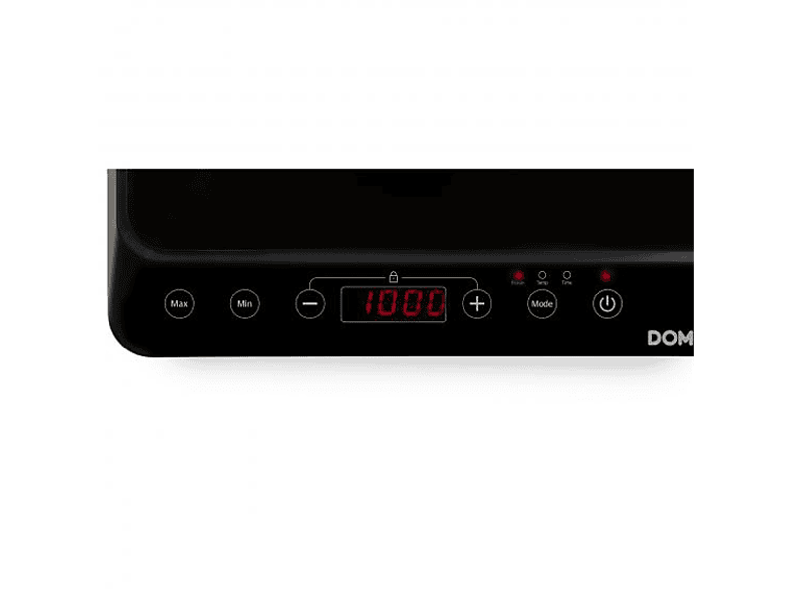 Czarna płyta indukcyjna z cyfrowym wyświetlaczem '1000' i przyciskami sterowania po prawej stronie.