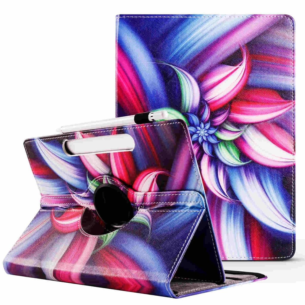 WIGENTO Universelle Tablethülle / Motiv Xiaomi / Silikon Grad Blau 360 Kunststoff Rotation aufstellbare Cover Tasche für Full Druck mit Kunstleder