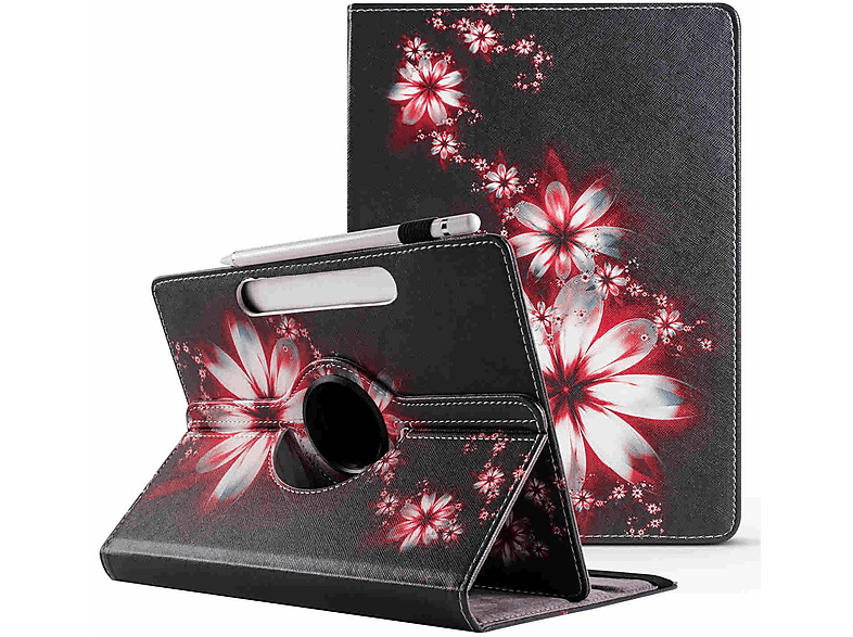 Tablethülle Xiaomi Kunstleder, Silikon / Kunststoff aufstellbare Cover Rotation Schwarz Grad Tasche WIGENTO mit 360 für / Druck Universelle Motiv Full