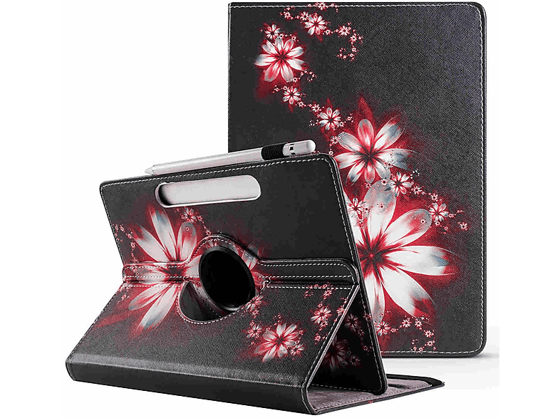 WIGENTO Universelle 360 Grad Rotation aufstellbare Motiv Tasche Tablethülle Full Cover für Xiaomi Kunststoff / Silikon / Kunstleder, Schwarz mit Druck