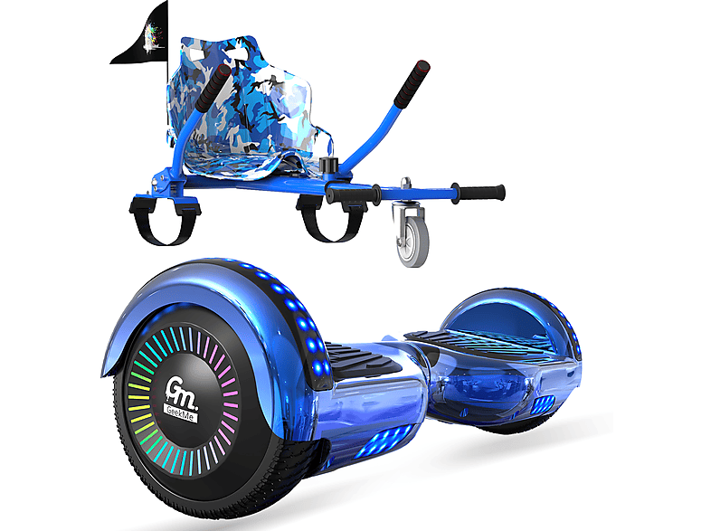 GEEKME JD8 Blau Zoll, Balance (6,5 Hoverboard und Camouflage-Blau) mit Sitz Board