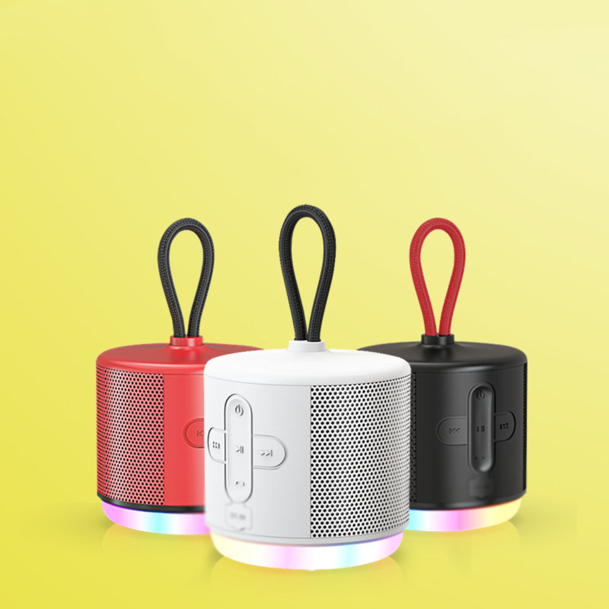 ENBAOXIN Mini-Bluetooth-Stereoanlage Bluetooth-Lautsprecher, Kabelloser Subwoofer Rot - LED-bunt