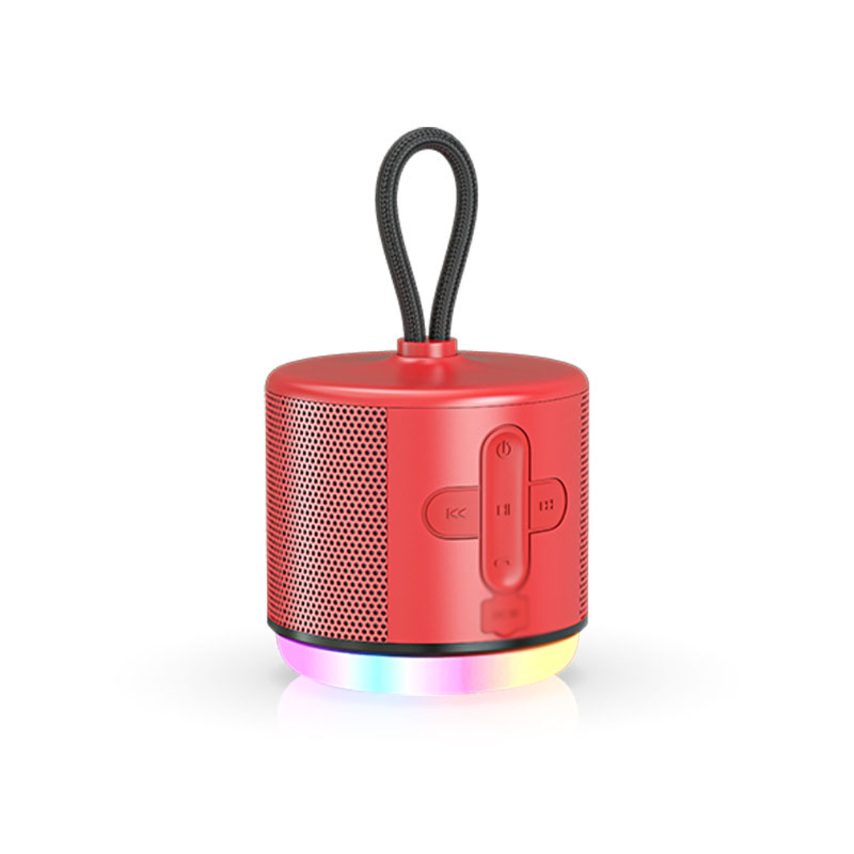 ENBAOXIN - Kabelloser Bluetooth-Lautsprecher, Subwoofer Rot LED-bunt, Mini-Bluetooth-Stereoanlage