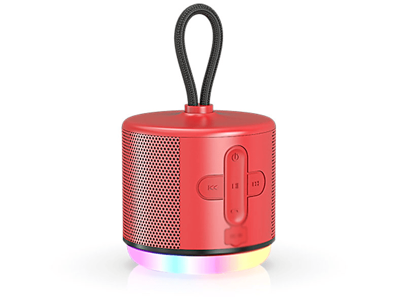ENBAOXIN Mini-Bluetooth-Stereoanlage - LED-bunt, Subwoofer Kabelloser Rot Bluetooth-Lautsprecher