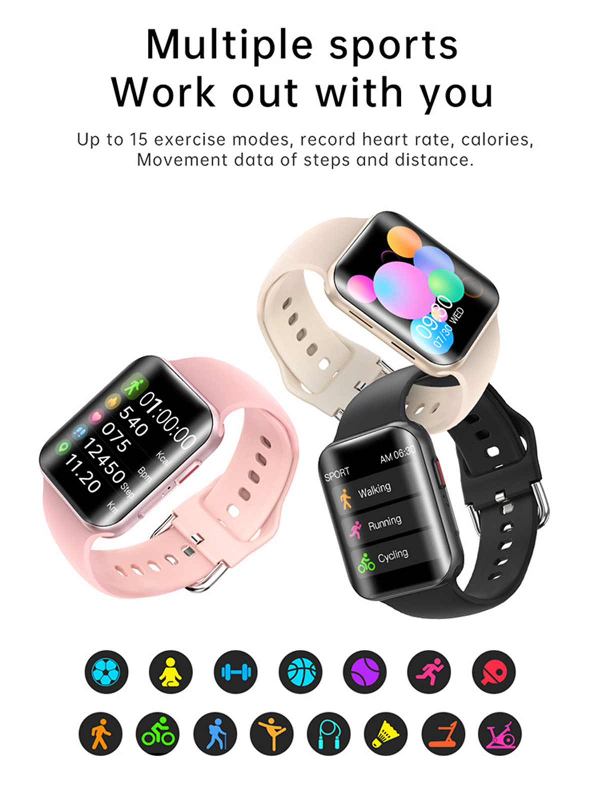 BRIGHTAKE Smartwatch Bluetooth-Anruf Armbanduhr Smart Kieselerde, Rosa mit Temperaturmessung