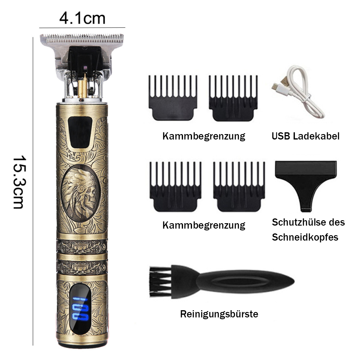 Haarschneider Indisches ELKUAIE Gold LCD-Modell