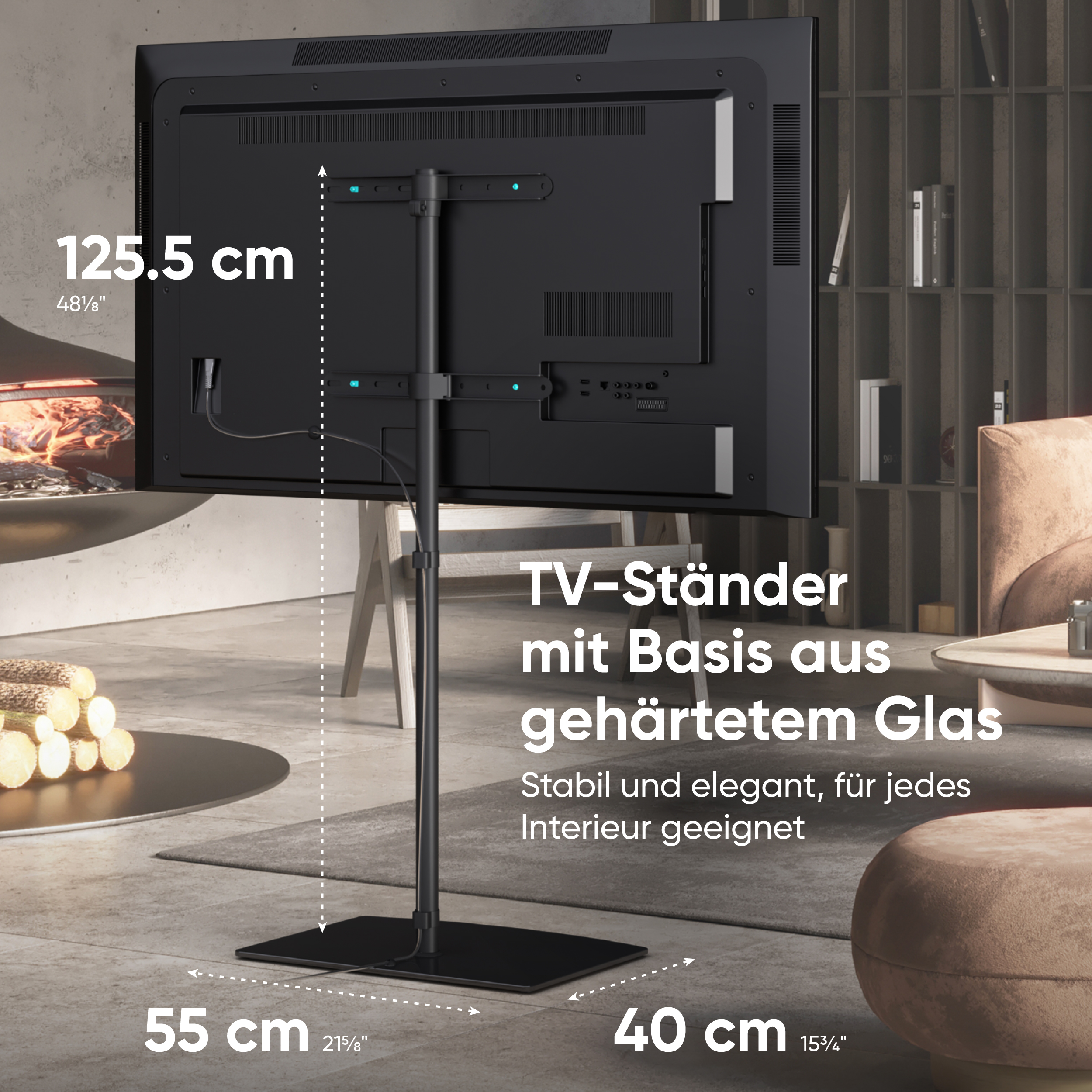 TV ONKRON 100x100-400x400 30-60 mm Schwarz Ständer, Zoll, VESA