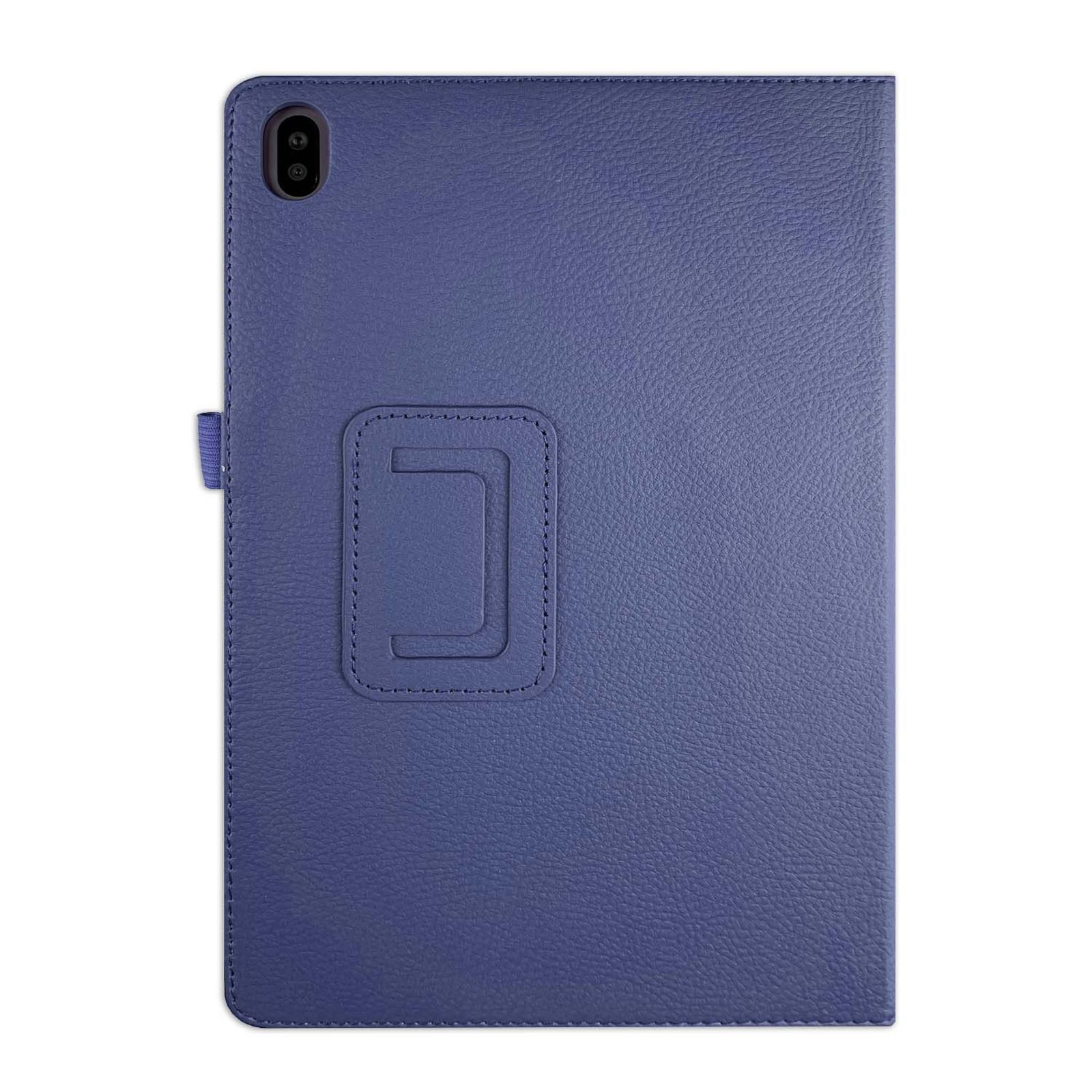 Blaue Tablet-Hülle. Die Hülle ist geschlossen und hat einen Magnetverschluss.
