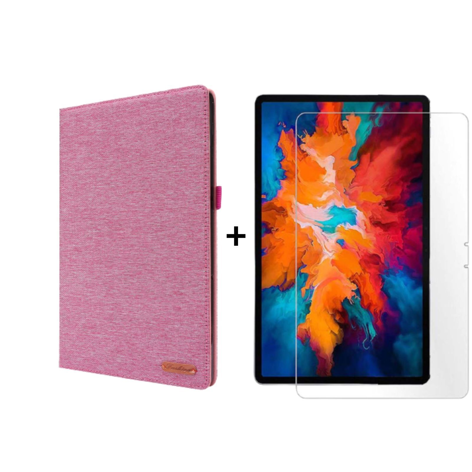 2021 Kunststoff, Lenovo Zoll Tab 2in1 (Schutzhülle für Pink Set Schutzglas) Case 11 LOBWERK P11 TB-J606F TB-J606X + Bookcover