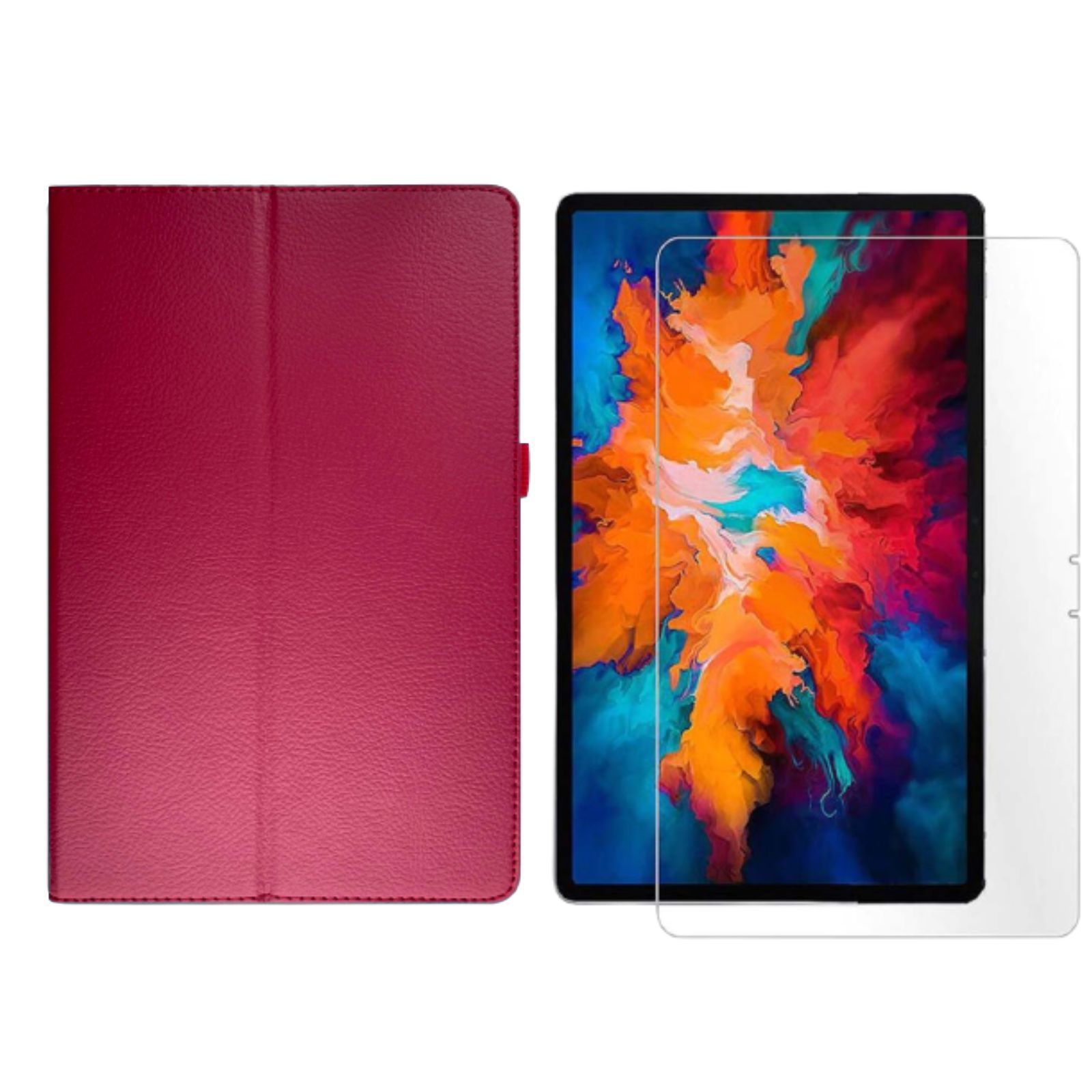 TB-J606X LOBWERK Bookcover Kunstleder, + 2021 P11 Case Pink für Schutzglas) Tab (Schutzhülle Lenovo TB-J606F Zoll Set 2in1 11