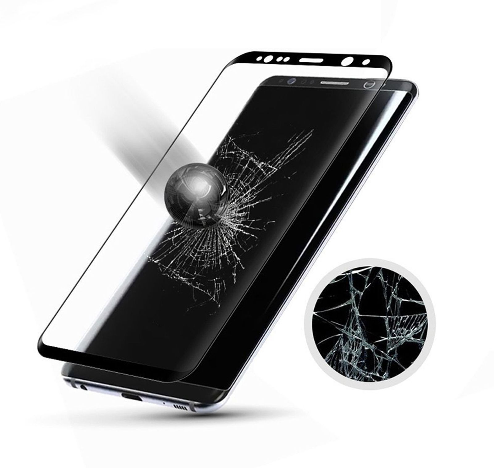 Ein Telefon mit Displayschutz, das einen zersplitterten Bildschirm zeigt.