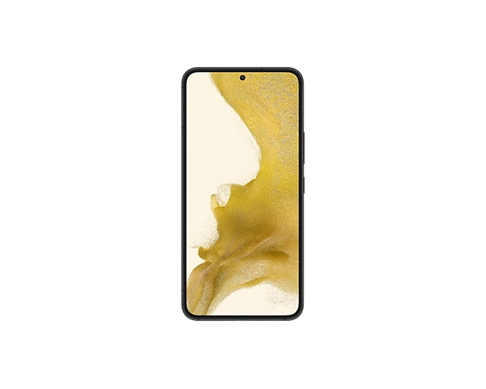 Smartphone mit Display, das ein goldenes Muster zeigt, isoliert auf weißem Hintergrund.