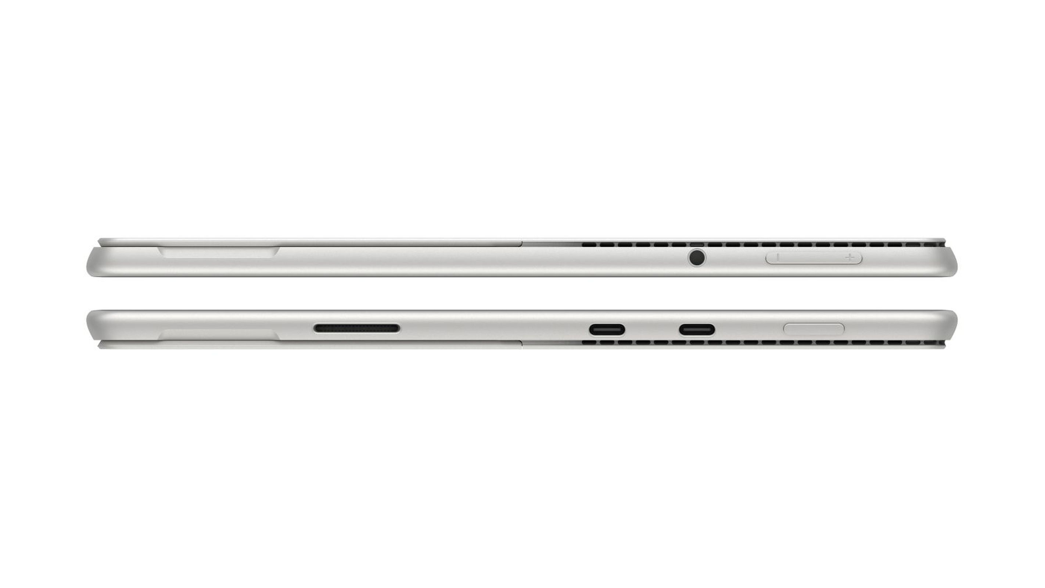 Due lati di un tablet. Le porte sono visibili. Sfondo bianco.