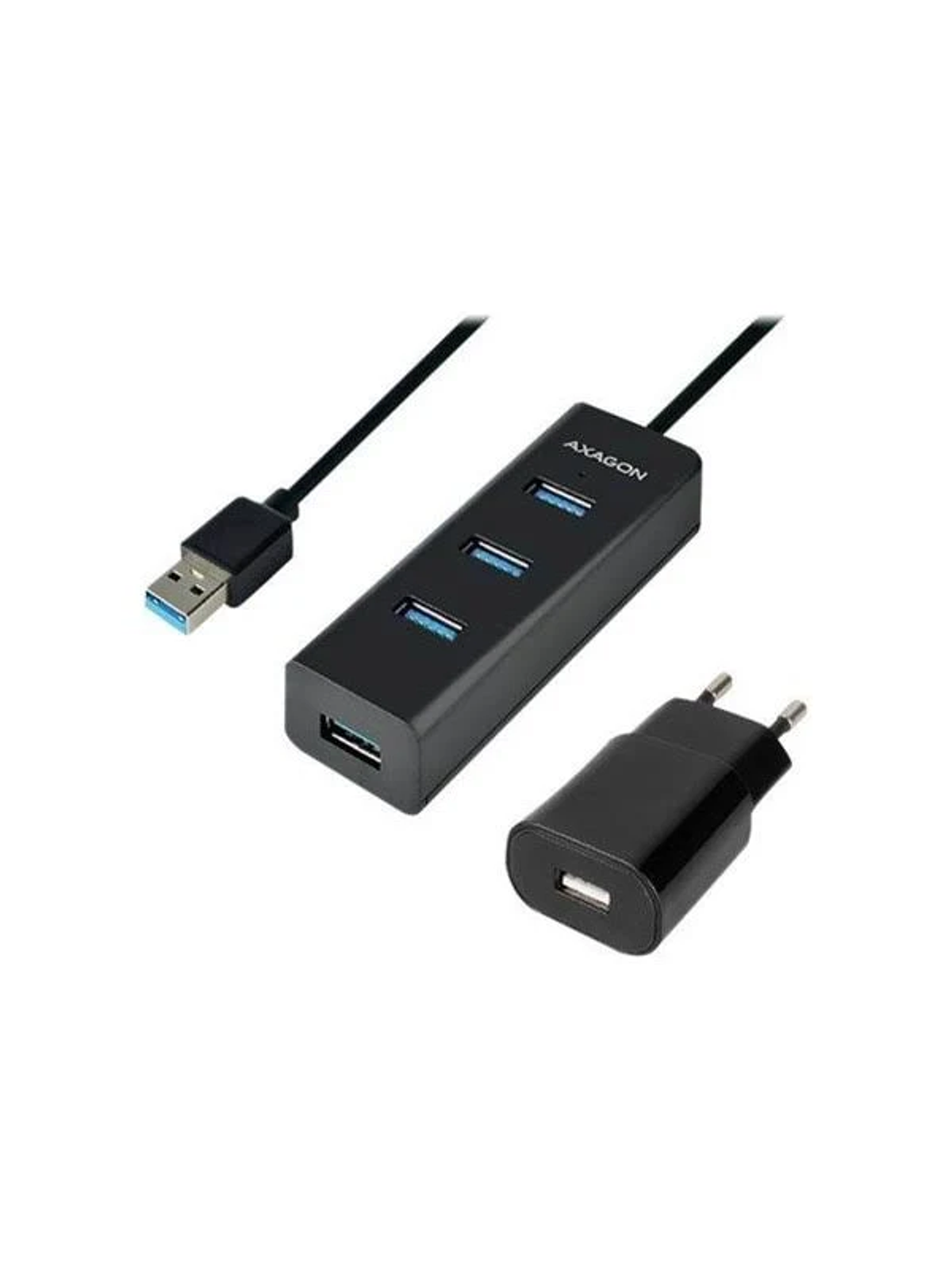 Schwarz USB, HUE-S2BP, Hub AXAGON