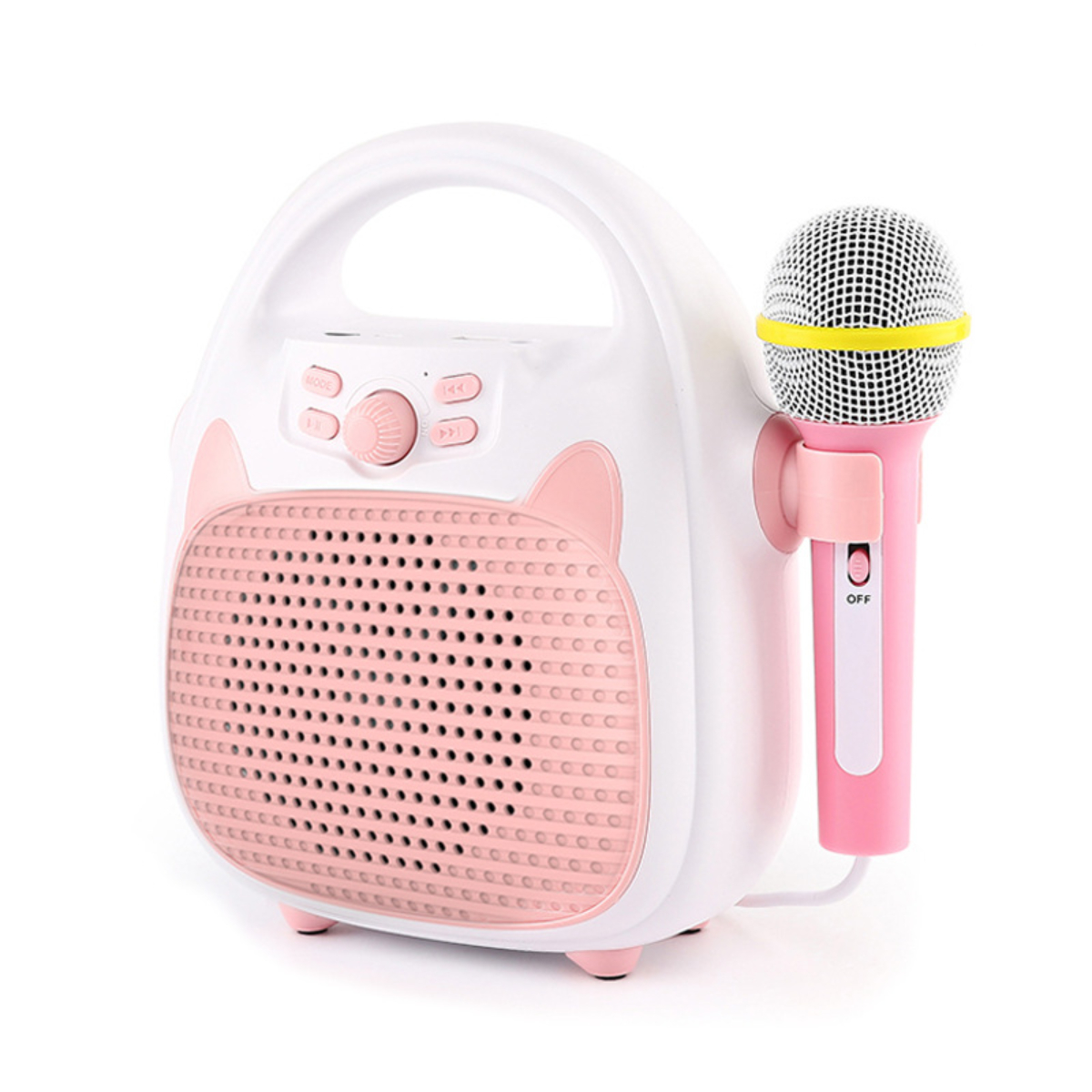 ENBAOXIN Kabelloser Bluetooth-Lautsprecher mit Mikrofon, im Rosa Beleuchtung Subwoofer Bluetooth-Lautsprecher, Hintergrund und