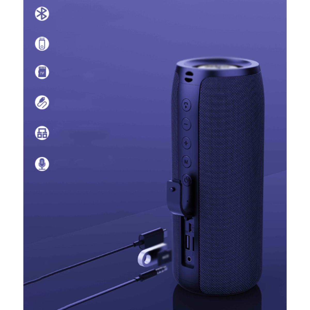 Wasserfest TWS-Gewebe-Subwoofer, Schwarz, Surround Bluetooth-Lautsprecher, Full-HD Sound-Qualität Kabelloser BYTELIKE Bluetooth-Lautsprecher,