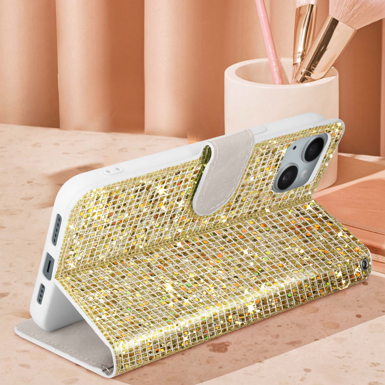 Series, Glam Edition Apple, Bookcover, iPhone AVIZAR Disco Gold 15,