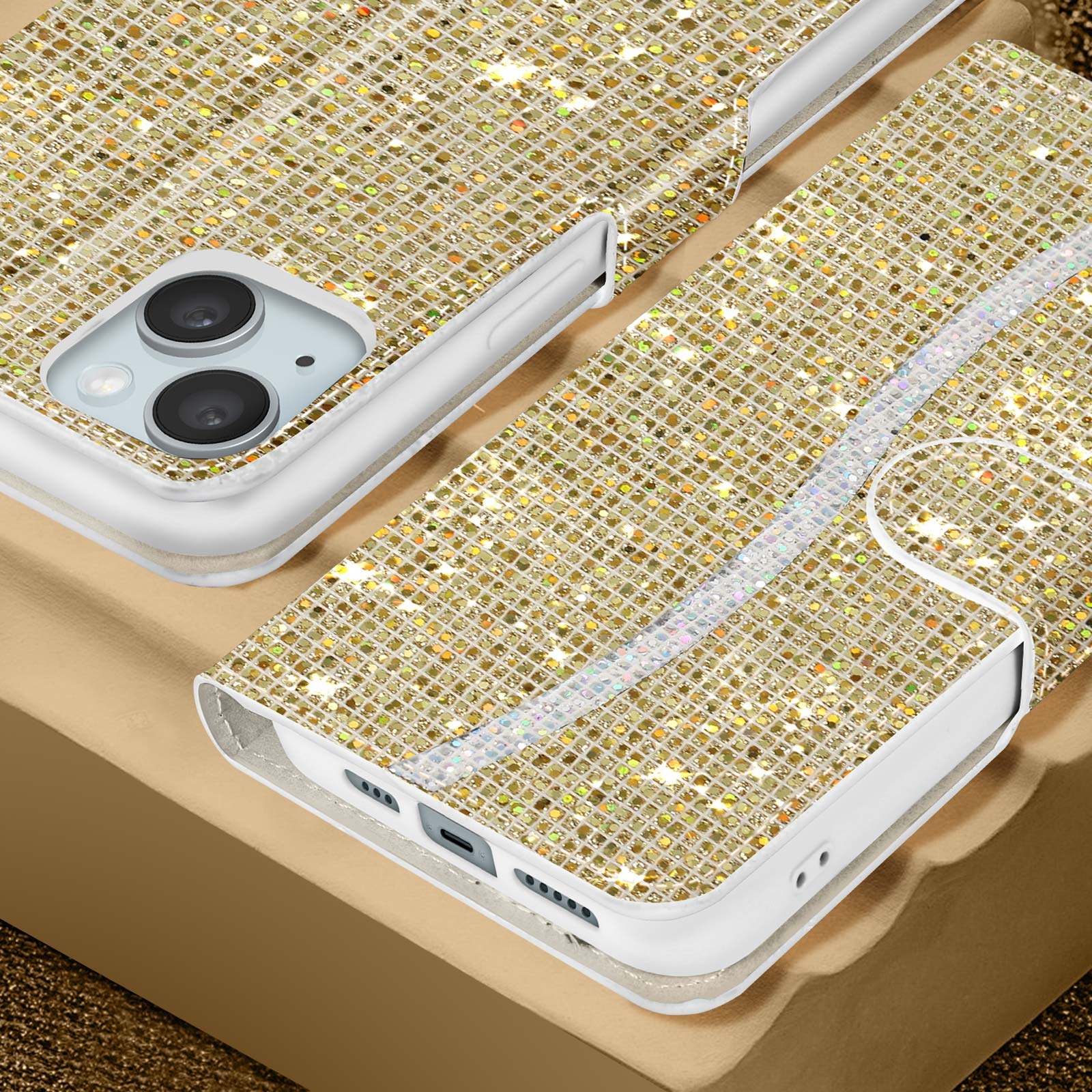 AVIZAR Disco Glam Edition 15, Gold Bookcover, iPhone Series, Apple
