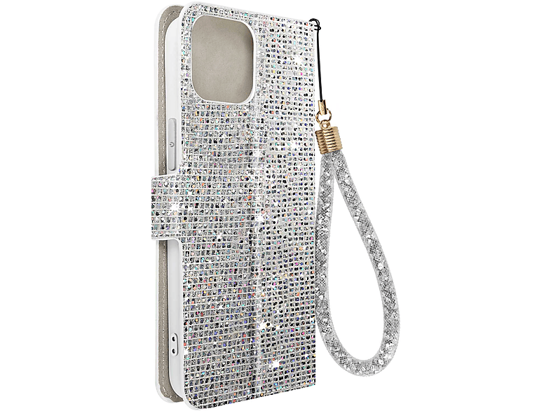 AVIZAR Disco Glam Edition Series, iPhone Bookcover, Apple, Silber 15