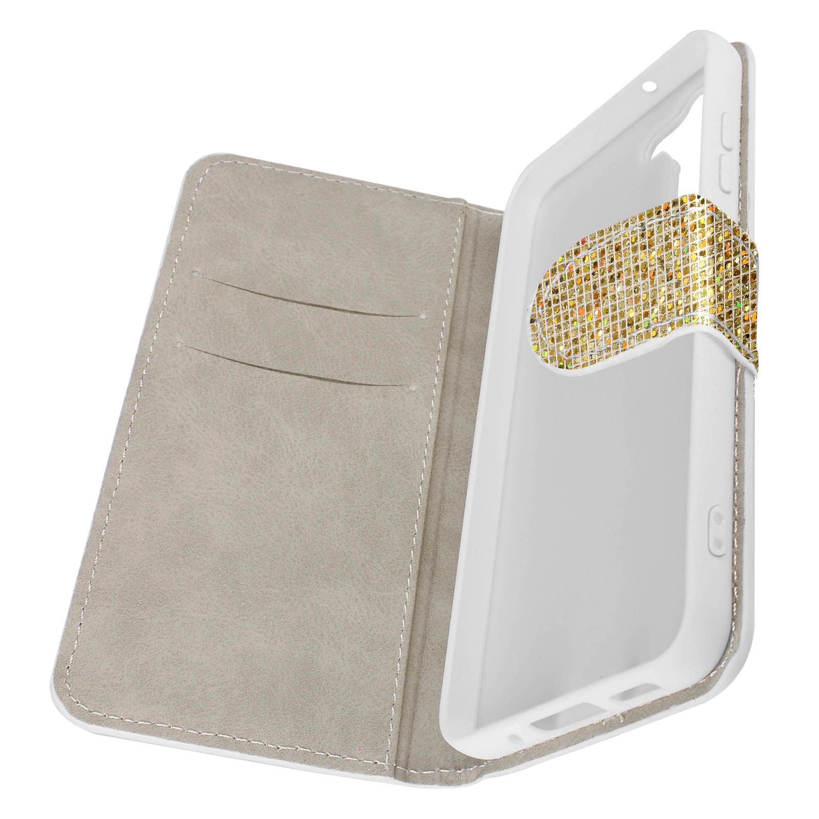 AVIZAR Disco Glam Edition Series, 5G, A54 Gold Bookcover, Galaxy Samsung