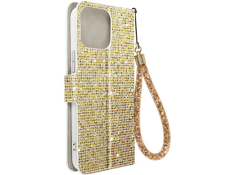 AVIZAR Disco Glam Edition iPhone 14 Series, Pro, Gold Bookcover, Apple