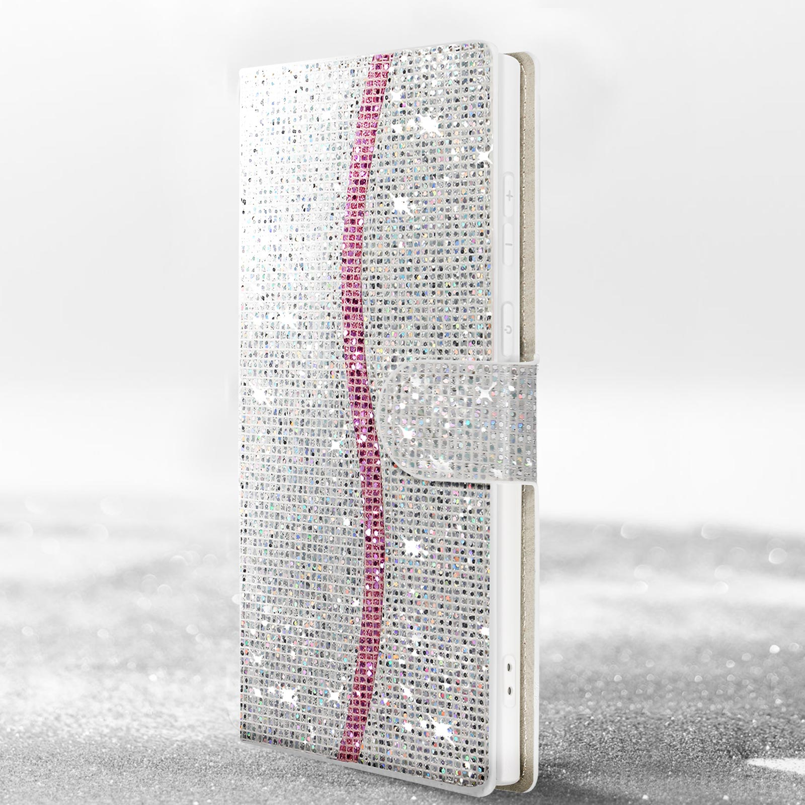 AVIZAR Disco Glam Edition Silber Series, S23 Ultra, Galaxy Samsung, Bookcover