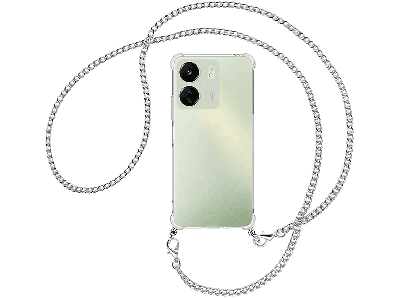 MTB MORE ENERGY Redmi Metallkette, mit Xiaomi, Umhänge-Hülle C65, 13C, (silber) Poco Kette Umhängetasche