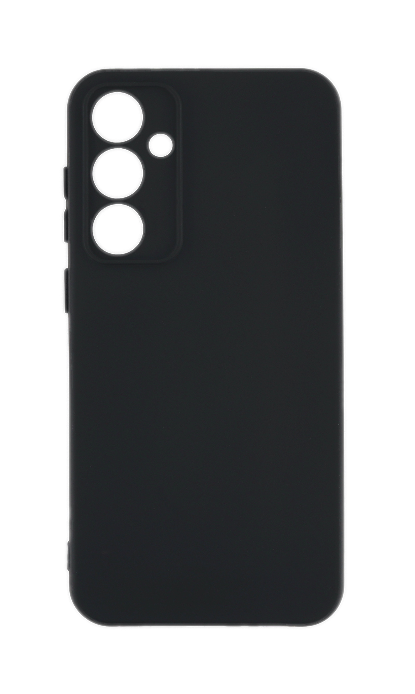 Schwarze Handyhülle mit Kamera- und Knopfausschnitten.