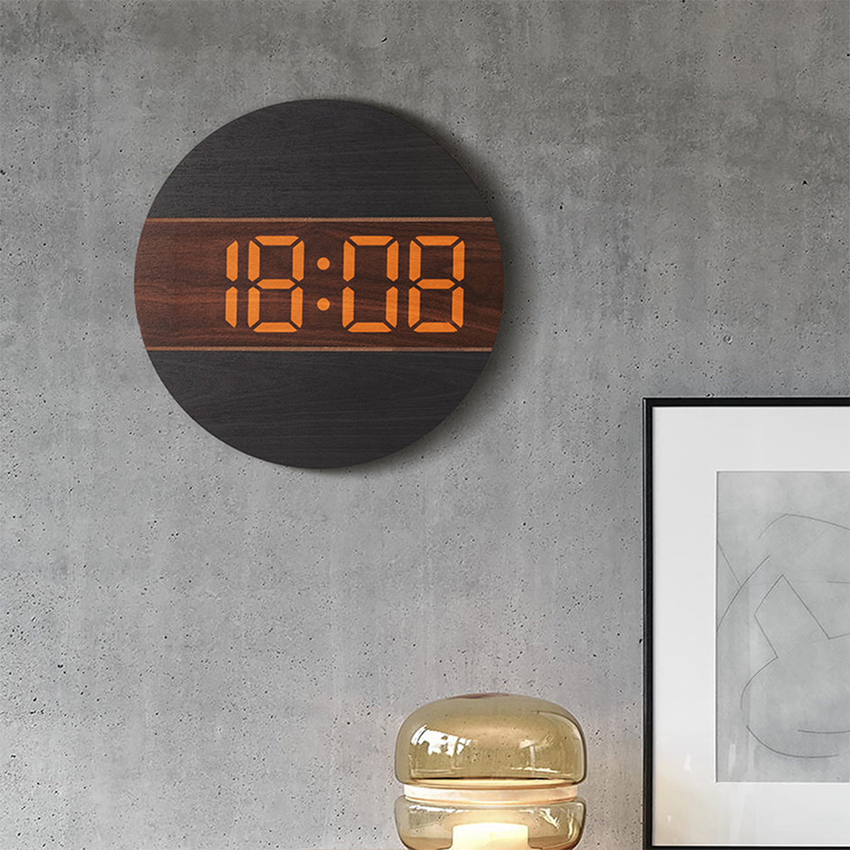 Uhr Kreative BRIGHTAKE Holzoptik Sensor Wanduhr Helligkeit PVC