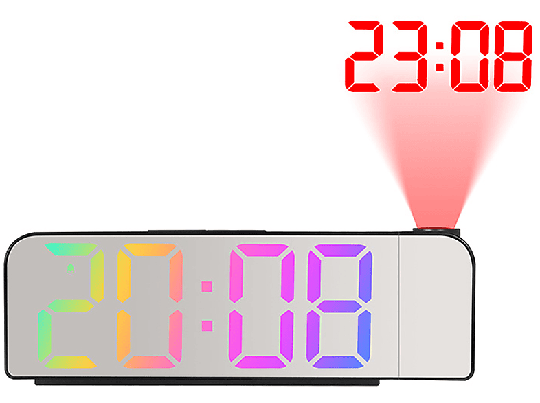 BRIGHTAKE Projektionswecker mit LED-Anzeige und Temperaturanzeige Uhr
