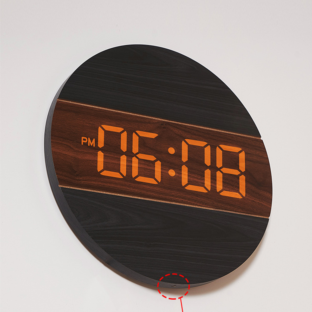 BRIGHTAKE Kreative Wanduhr PVC Holzoptik Sensor Uhr Helligkeit