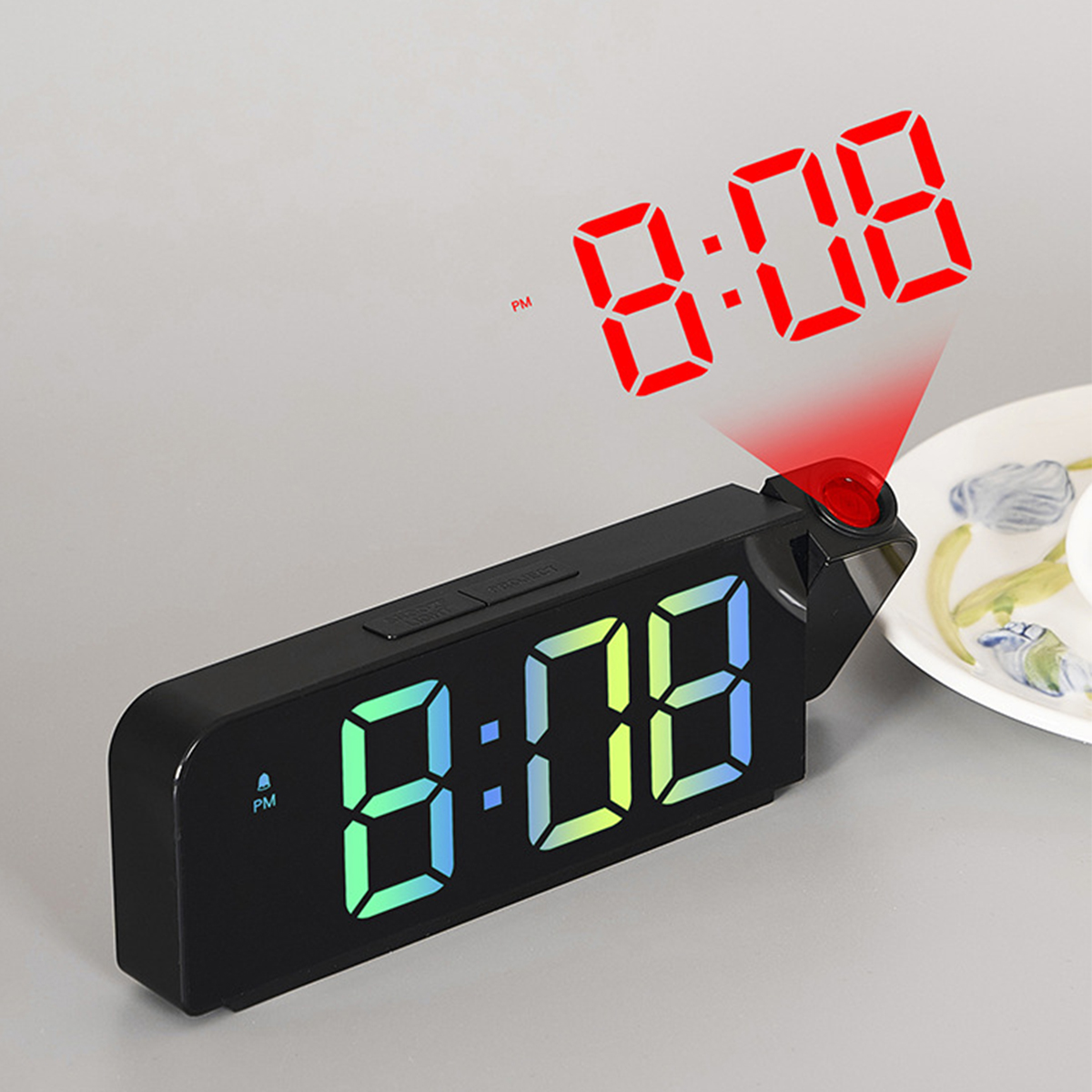BRIGHTAKE Projektionswecker Temperaturanzeige Uhr mit LED-Anzeige und