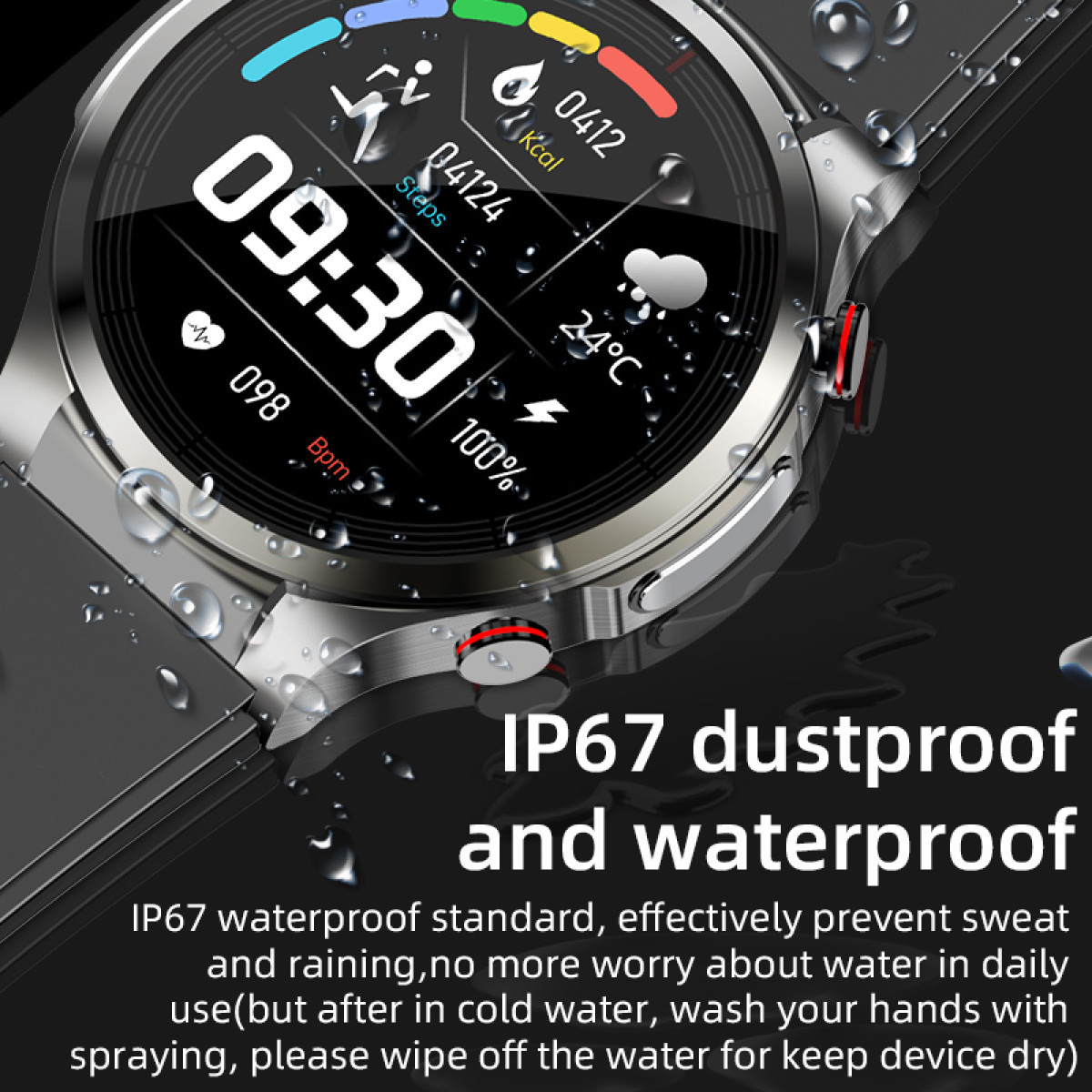 INF Smartwatch mit EKG, Kunststoff, Zinklegierung Schlafmonitor Silber + Blutsauerstoff, Smartwatch Puls