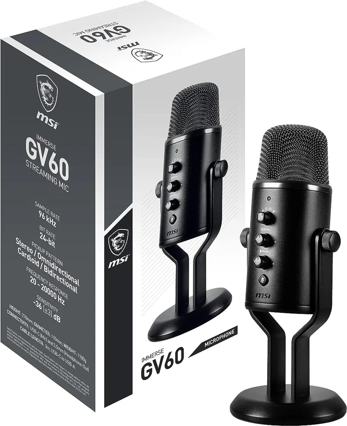 STREAMING Schwarz Mikrofon, MSI OS3-XXXX002-000 GV60 Streaming IMMERSE MIC