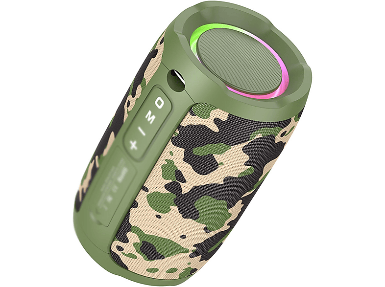 BYTELIKE Kabelloser Bluetooth-Lautsprecher, Bass-Doppelmembran, Wasserdicht, Blendende Farblichteffekte Bluetooth-Lautsprecher, Grün, Wasserfest