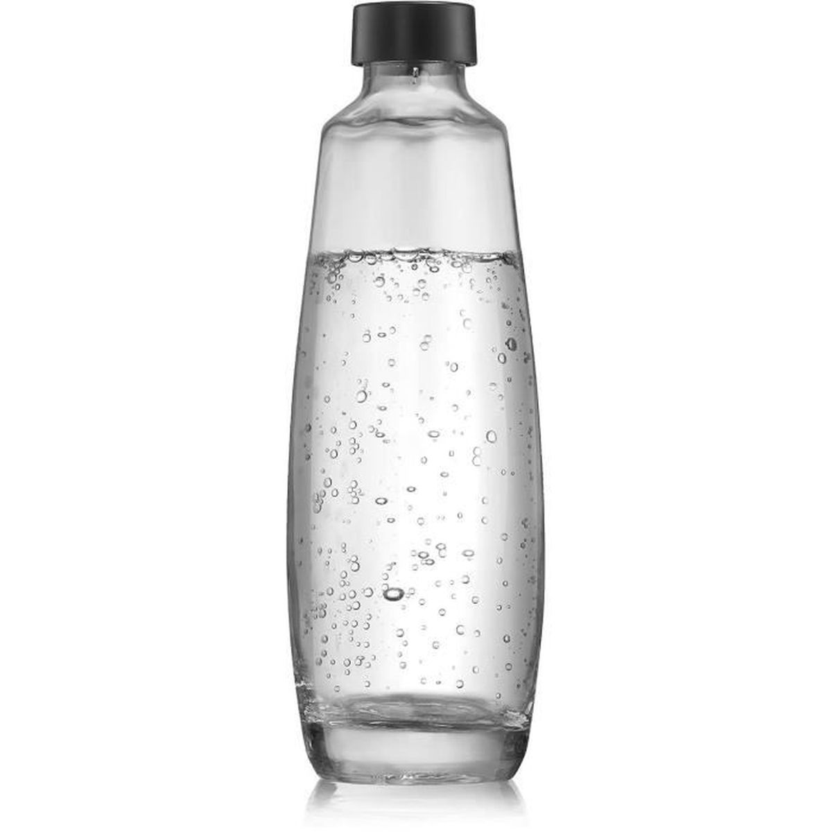Una bottiglia SodaStream riempita con acqua frizzante.